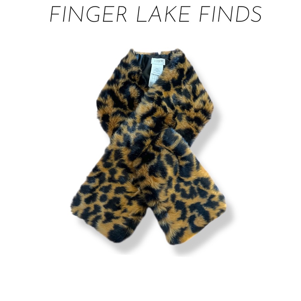 J. Crew Leopard Print Faux Fur Pull Through Scarf, NWT